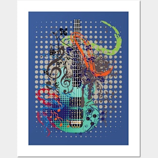 Grunge Guitar Illustration Posters and Art